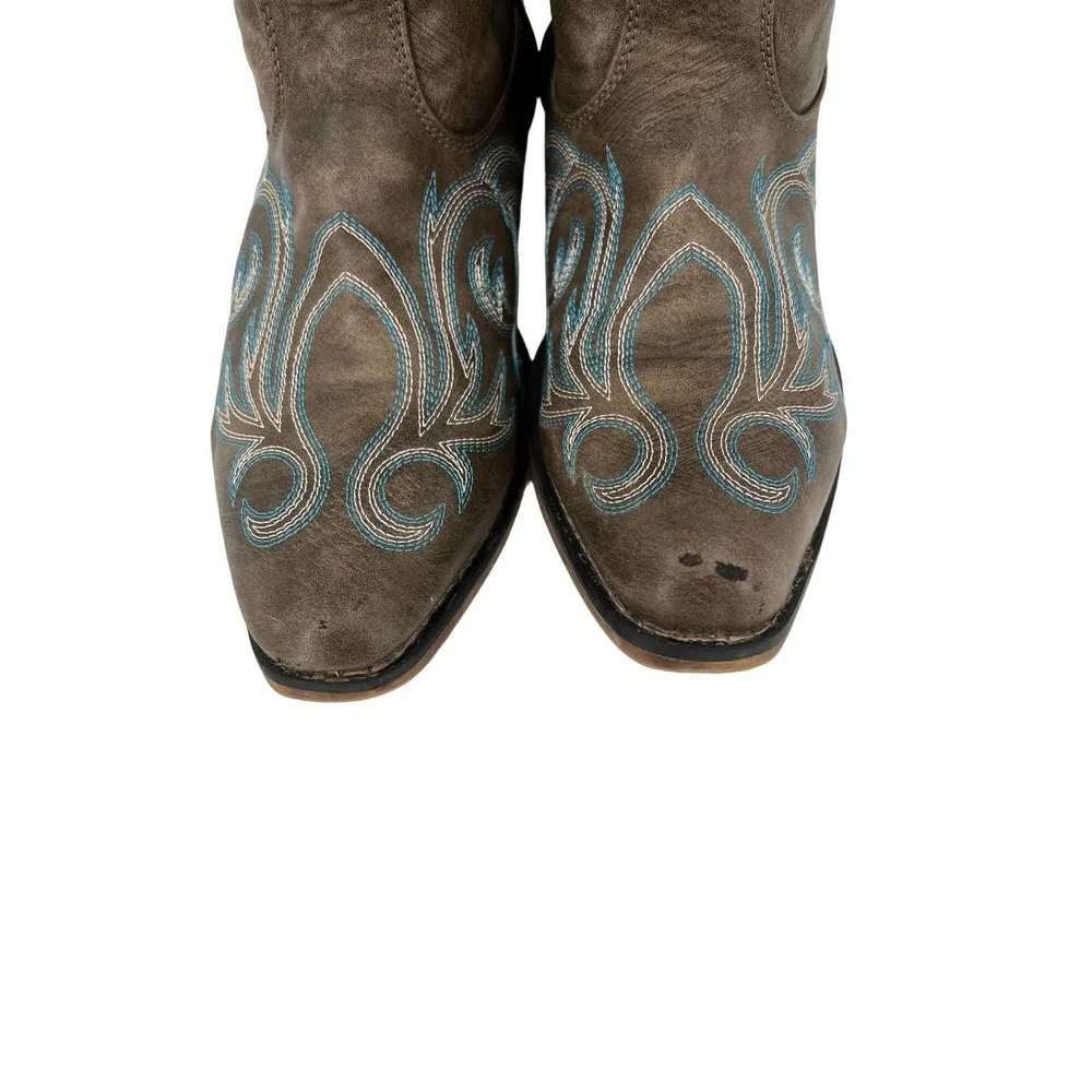 Roper faux leather with blue stitching  western cowboy boot size 9.5 womens - Picture 4 of 9
